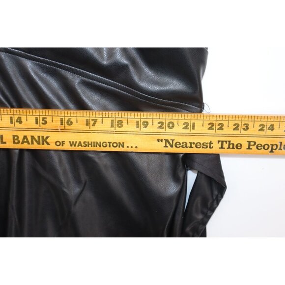 Fashion Nova Black Faux Leather Halter Jumpsuit 3X  Belt Whimsygoth Party Siren - Picture 10 of 10